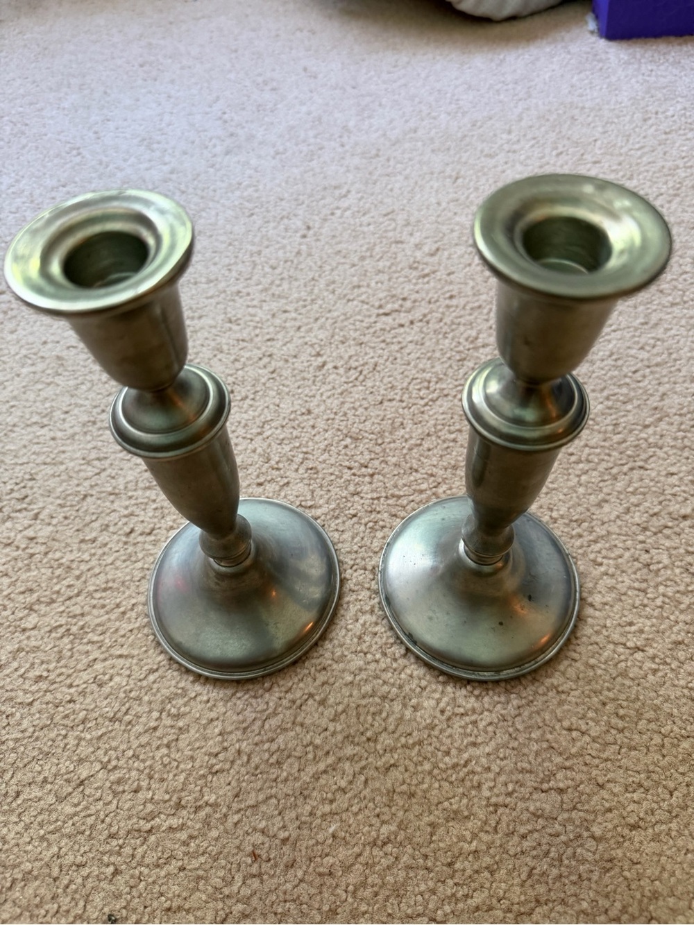 Pair Empire Pewter Weighted Candlesticks #841 8.5 Inch Vintage Candle Holders